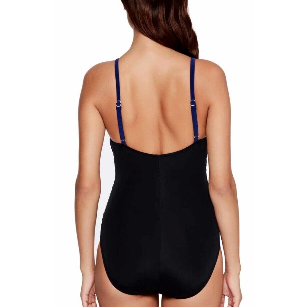 Magicsuit Woman's 12 Soft Drape Lisa Underwire One Piece Swim Suit Black Blue - Picture 3 of 7